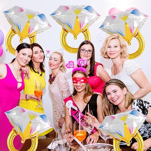 Miniatura 7 de 6 globos de anillo de diamantes, decoraciones de globos de anillo de boda, globos de compromiso, globos de anillo de despedida de soltera para