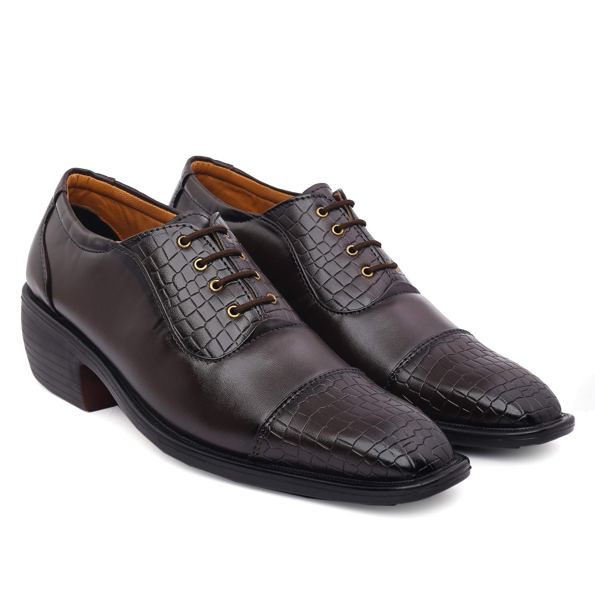 GLOBAL RICH Mens Men's Height Increasing Formal Office Shoes Step Up Your Style Tall, Dark, and Handsome Oxford