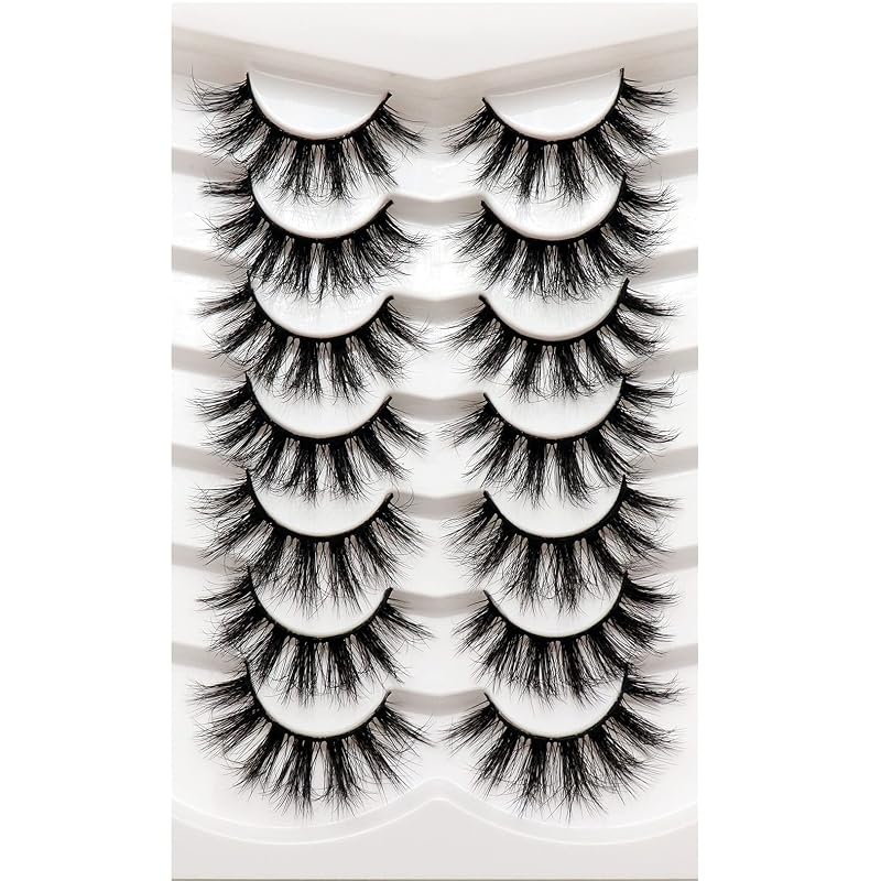 Cílios postiços Losha de fibras sintéticas, modelo leve e volumoso, 7 pares