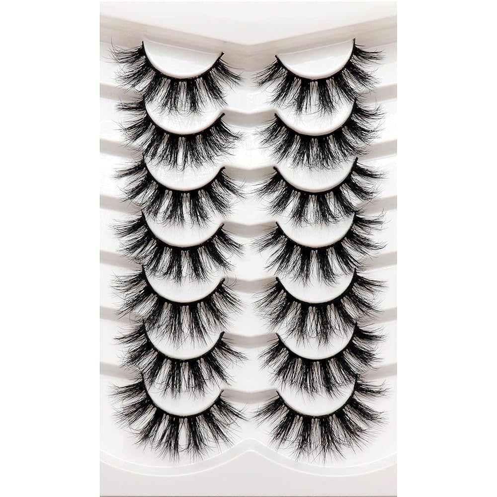 Losha Lashes Natural Fluffy Faux Mink Eyelashes Handmade Wispy Lashes 7 Pairs Pack False Lashes for Eye Makeup