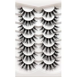 Losha Lashes Natural Fluffy Faux Mink Eyelashes Handmade Wispy Lashes 7 Pairs Pack False Lashes for Eye Makeup