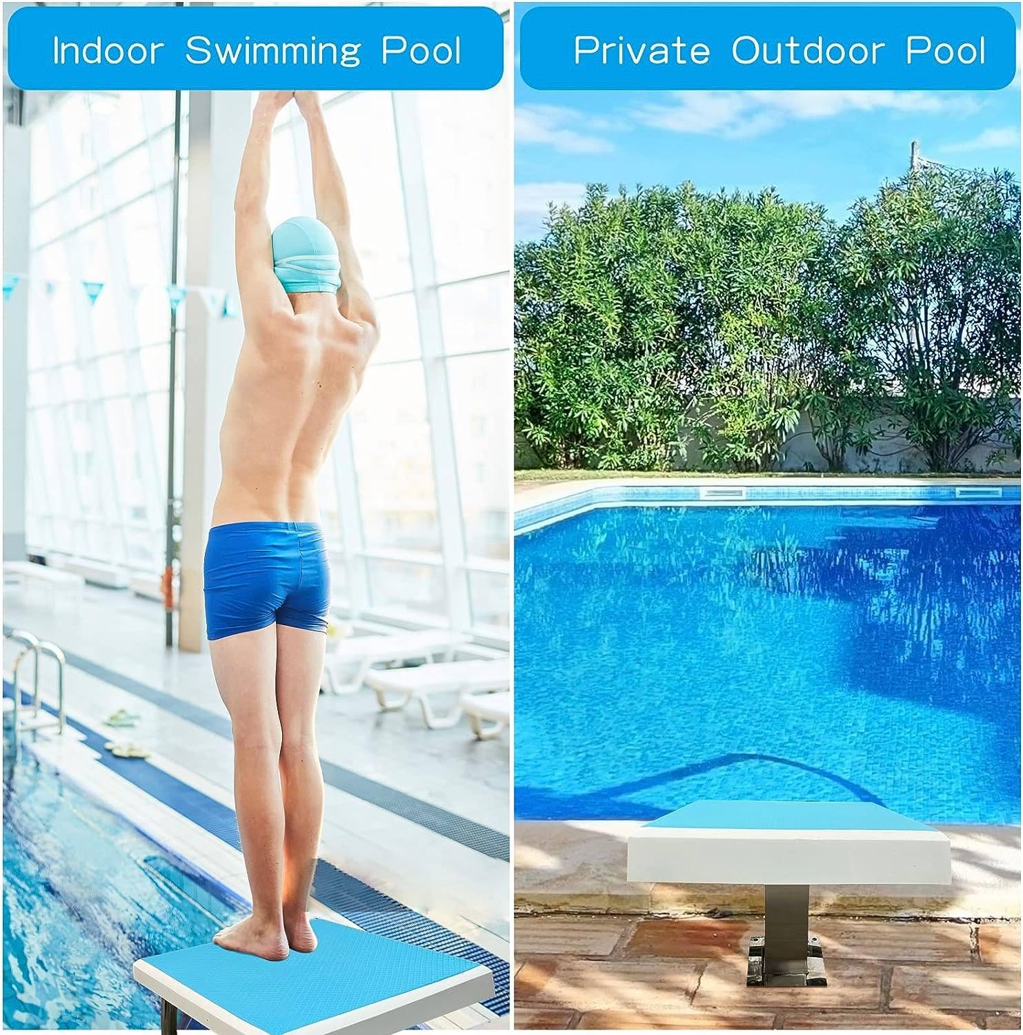 Plongeoir robuste en acier inoxydable pour piscines - Plateforme de saut antidérapante, natation intérieure, taille B - Idéal pour la pratique et l'entraînement au plongeon en toute sécurité