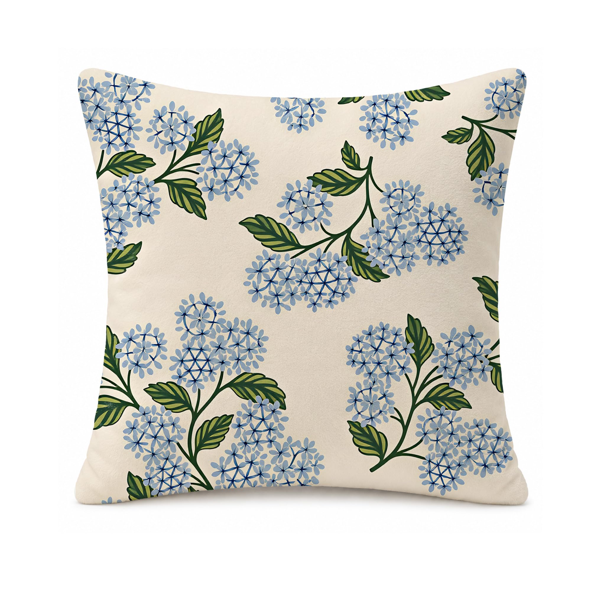 LQEBUY Light Blue Floral Cushion Covers Hidden Zipper Skin Friendly 45x45cm