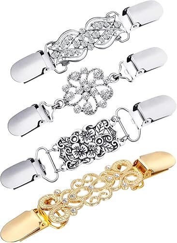 Jetec - 4 clips para chalsuéter estilo vintageretro, para mujer, niña, de 4 estilos, Zinc