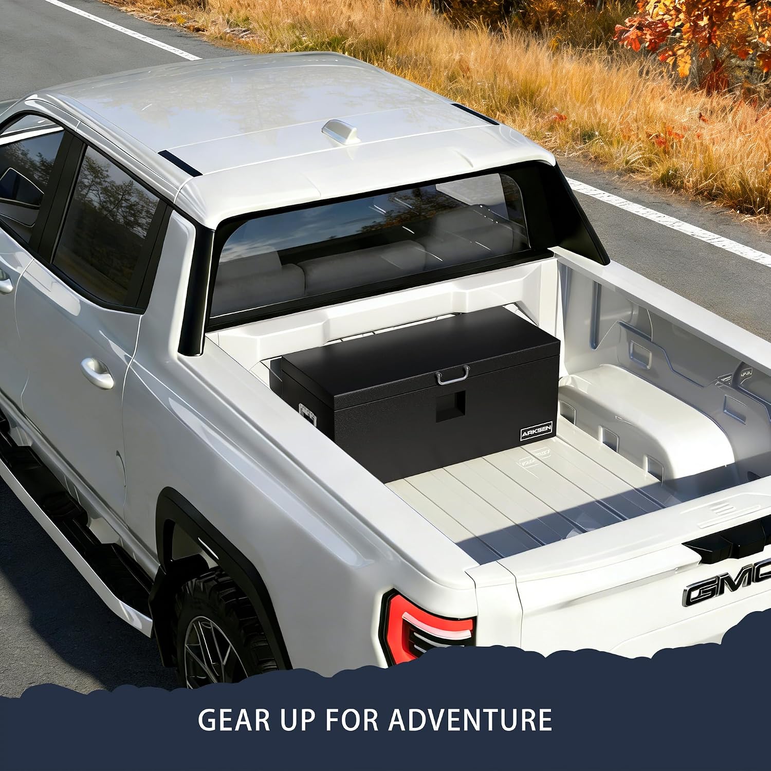 ARKSEN 36 x 15 x 15 Inch Steel Truck Bed Tool Box, Heavy Duty Weather-Resistant Utility Storage Chest for Pickup Trucks, Trailers & RVs, Black