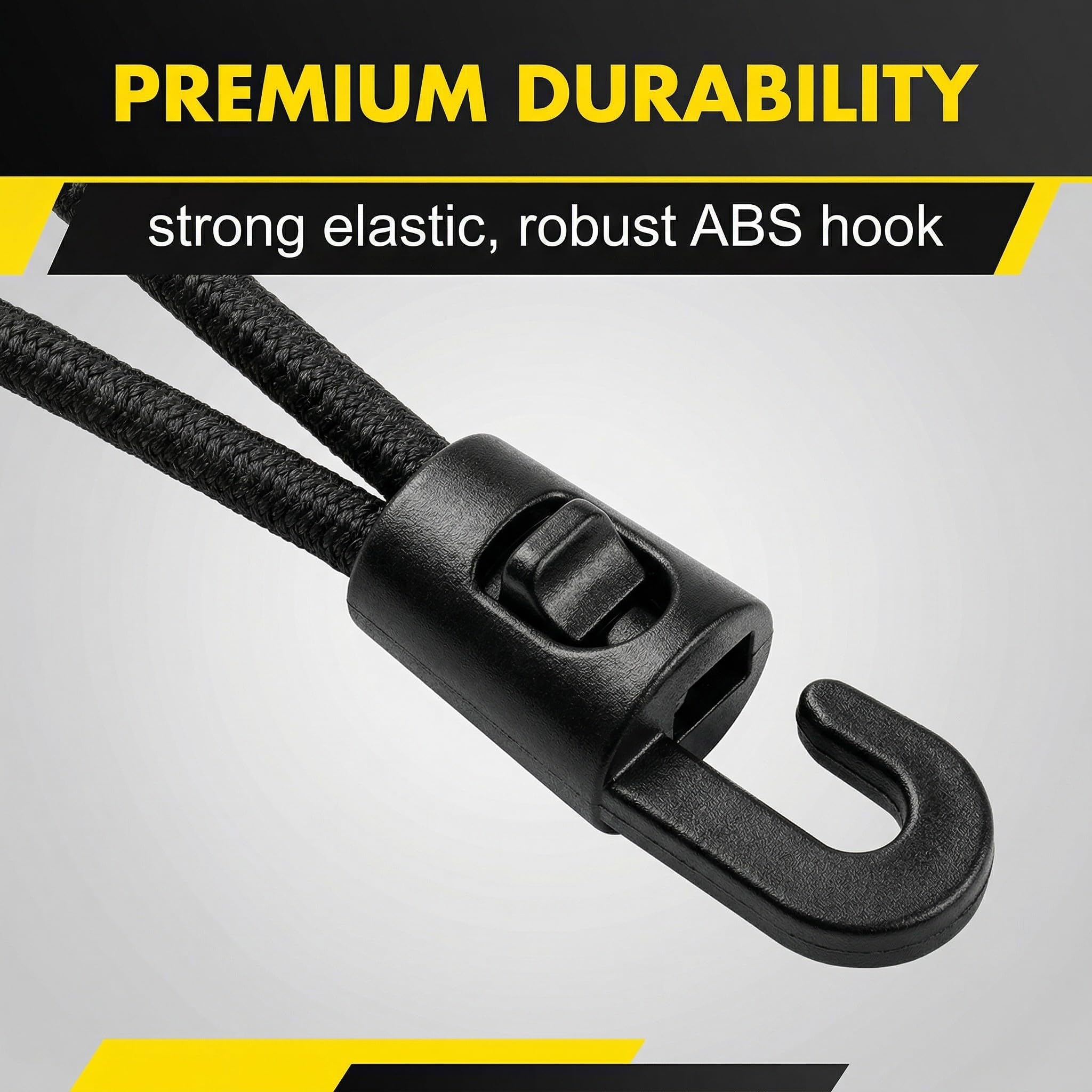 15 Pezzi Corde Elastiche con Gancio 26cm, Elastici con Gancio Neri Professionali per Fissaggio Teloni, Tende da Campeggio, Portapacchi Auto e Bici, Set Tenditori Elastici Resistenti