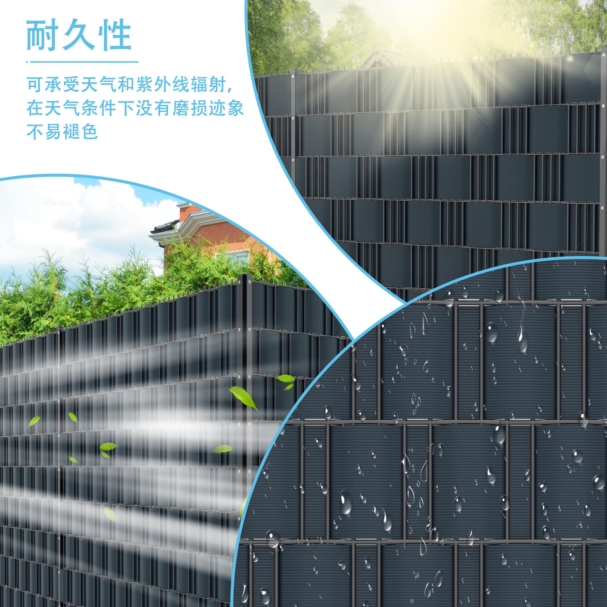 Sichtschutzstreifen Zaun Hart PVC Sichtschutz Rolle für Doppelstabmatten Zaun Blickdicht 2,5m x 19cm Wetterfest & Windschutz Zaunfolie für Garten Gartenzaun Balkon - Anthrazit - 30PCS