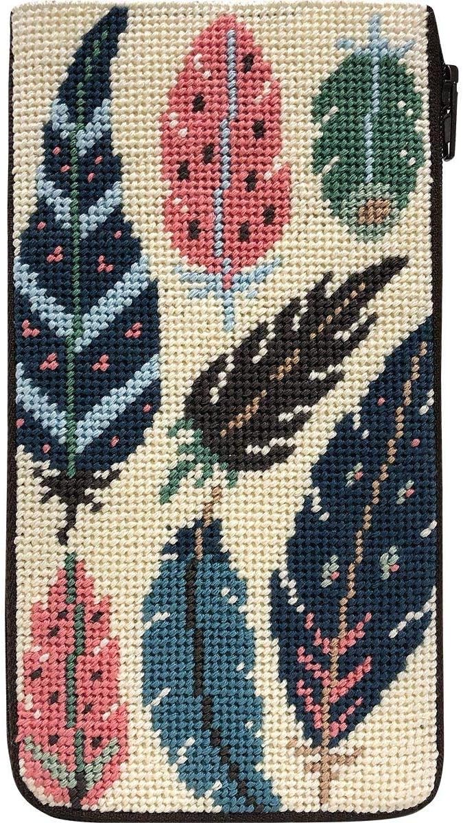 Stitch & Zip Eyeglass Case Needlepoint Kit- Feathers