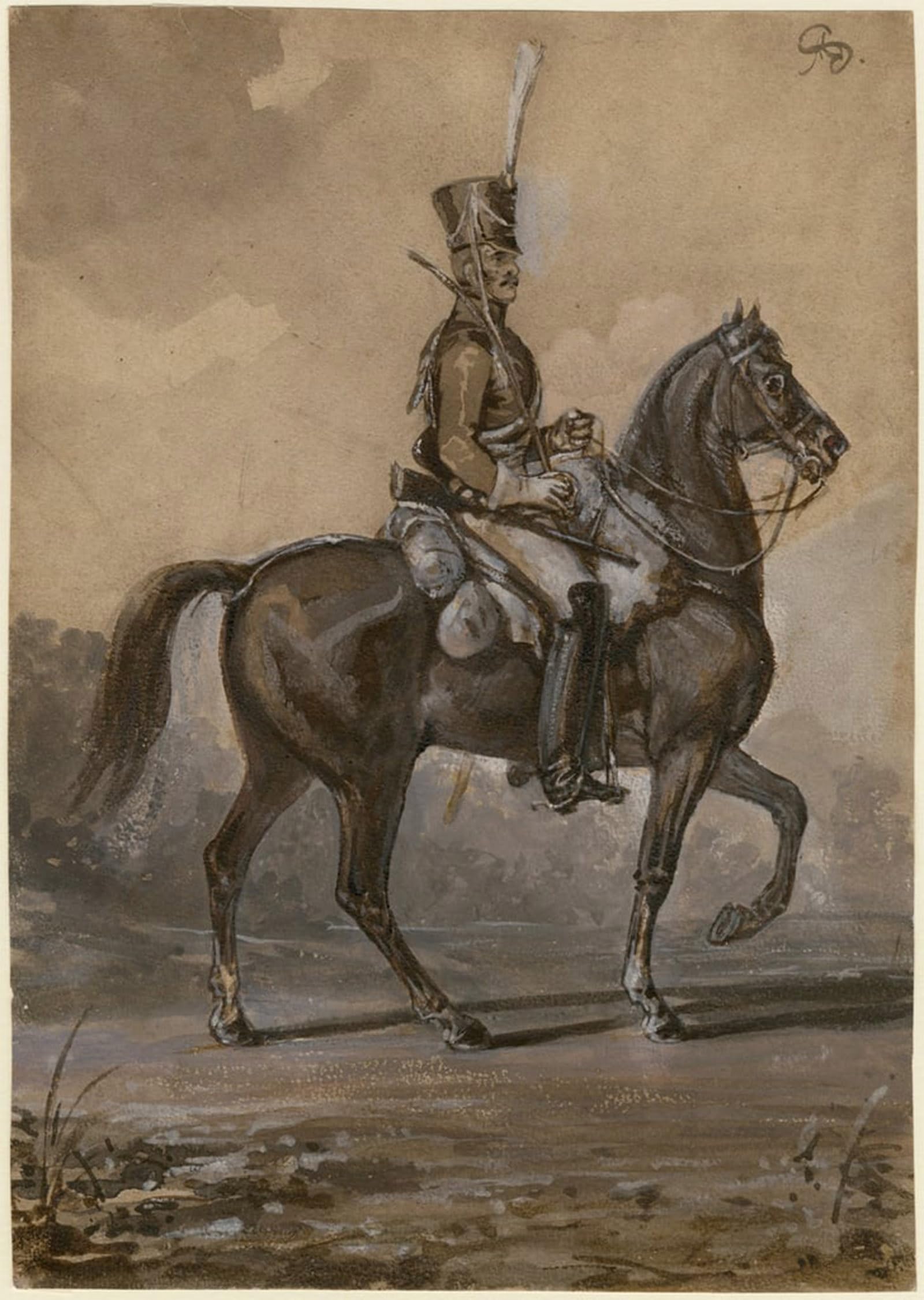 POSTERIIk Famous Modern Artwork Art Mural Russian Dragoon Sauerweid Alexander Ivanovich by Alexander Ivanovich Sauerweid Oil Paintings Pictures for Home Decor 60x90cm