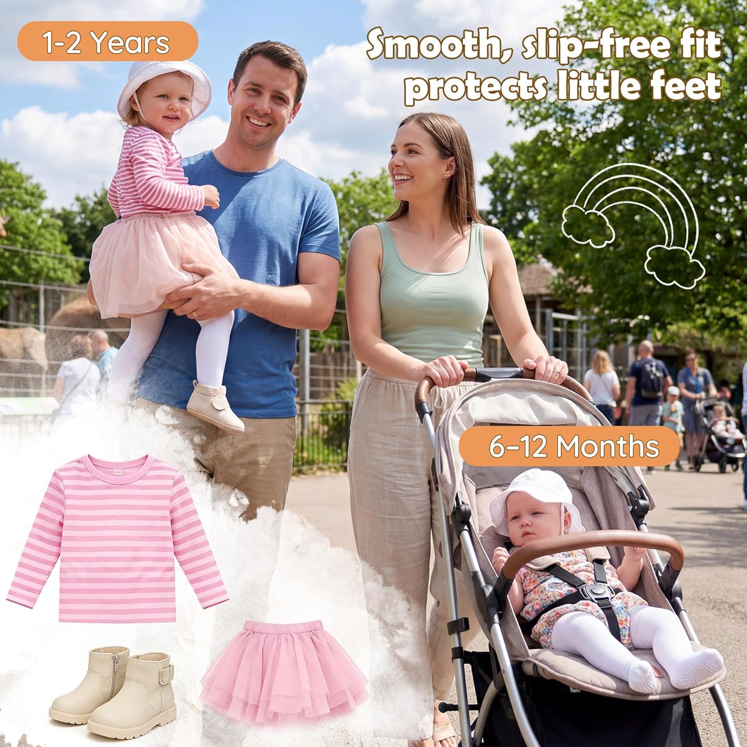 Zando Baby Girls Tights Cozy Cotton Infant Non Slip Grip Leggings Toddler Solid Knit Pantyhose Warm Newborn Stockings - Image 4