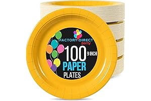 9 Inch Exquisite Yellow Paper Plates - 100 Count