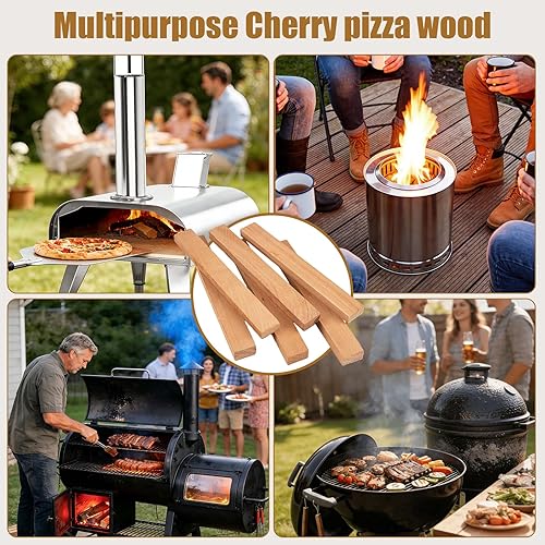 Miniatura 7 de Cortes de madera de cerezo de 8 pulgadas de corte fino  Horno de pizza secado al horno de madera para hornos portátiles (Ooni, Gozney), parrillas y