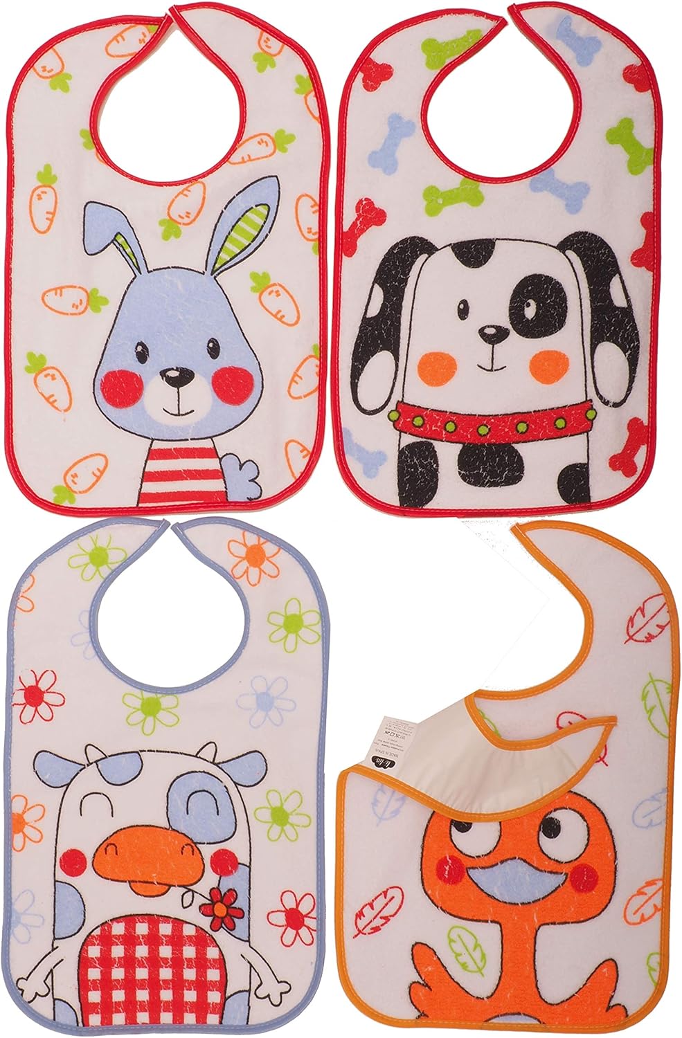 Ti TIN - Conjunto de 4 Babero Impermeable, modelos surtidos | Pack 4 baberos impermeables | baberos con goma guarderia 1 año