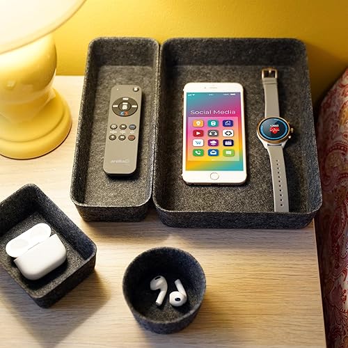 Miniatura 4 de Welaxy Bandeja organizadora de cajones de escritorio de oficina Bandeja de almacenamiento de fieltro para bolígrafos Maquillaje de joyería