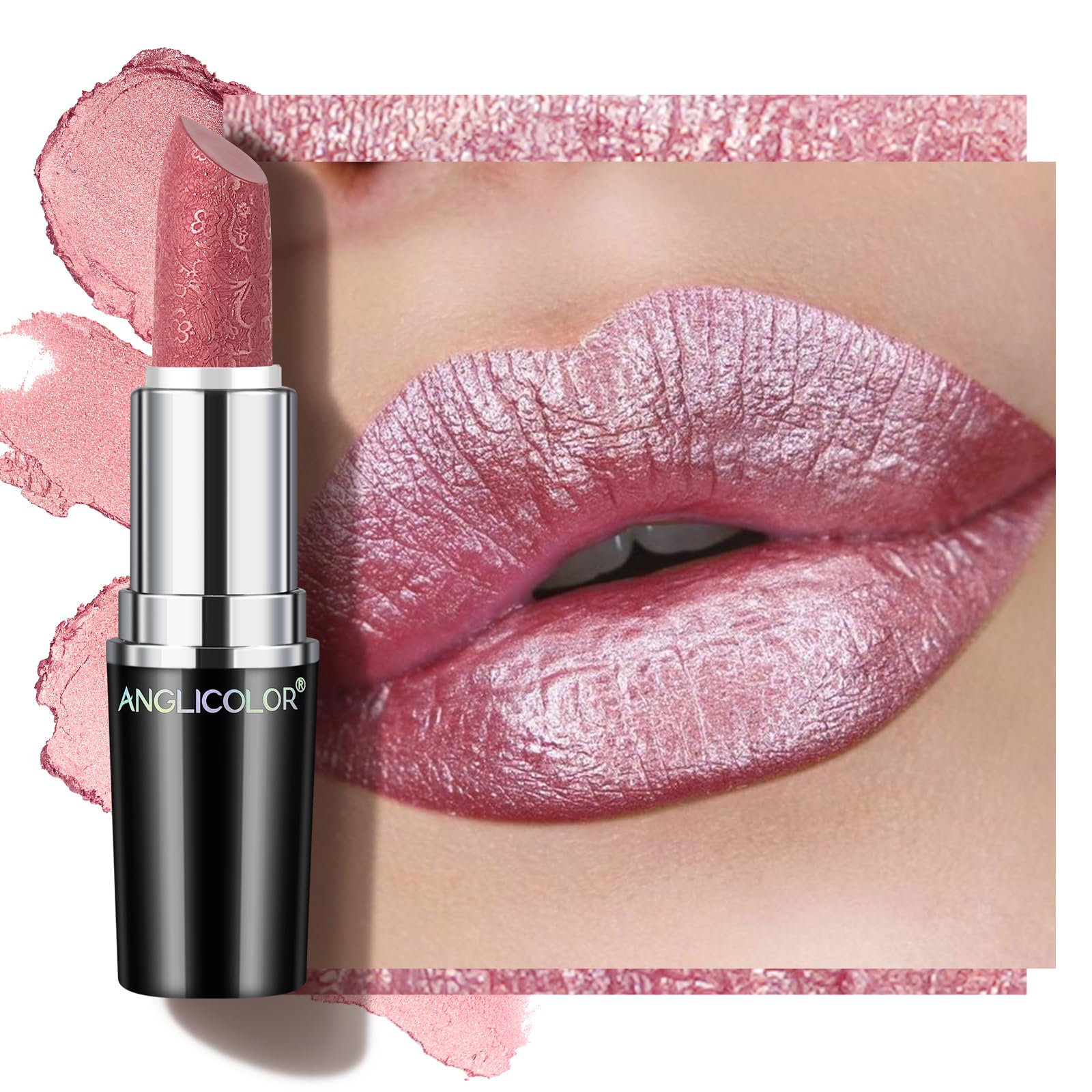 – Metallic Glitter Pink Lipstick,High Impact Shimmer Lipcolor,Long-Lasting Moisturising,Lightweight Hydrating Creamy Formula Smooth and Non-Sticky,Lipstick For Women(11 HIP & HIPPIE, 4g)