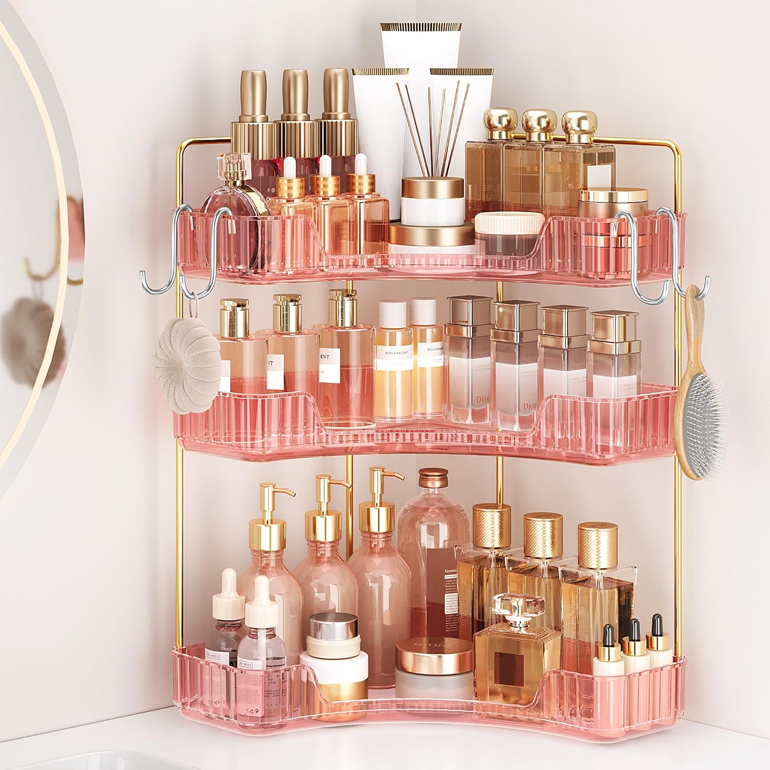 Corner Bathroom Counter Organizer 3-Tier Bathroom Organizer