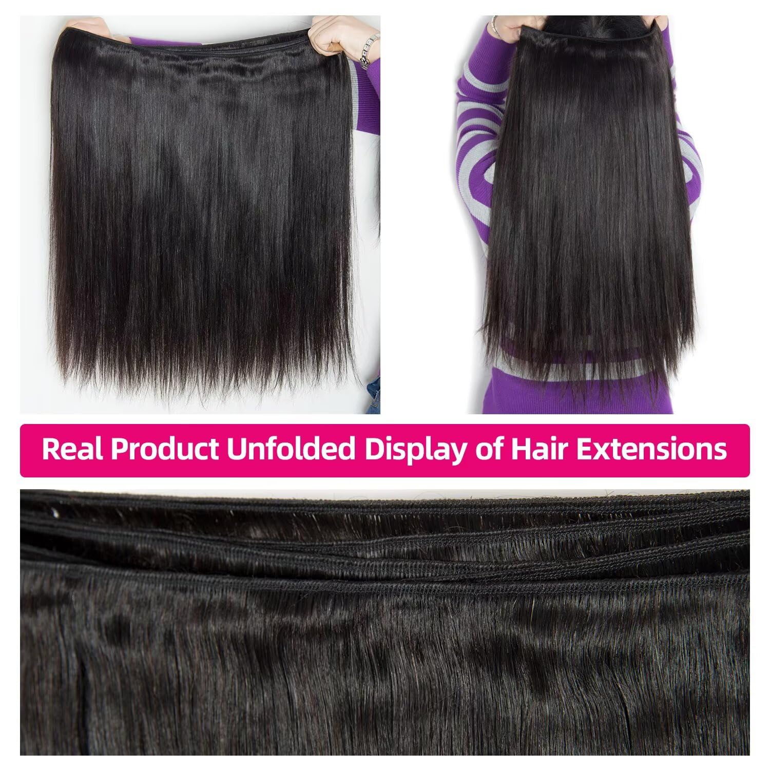 Lemoda Straight Virgin Human Hair Bundles 18 18 18 Inch 100% Unprocessed Raw Human Hair Extensions 3 Bundles No Shedding No Tangle Hair Weave Natural Black