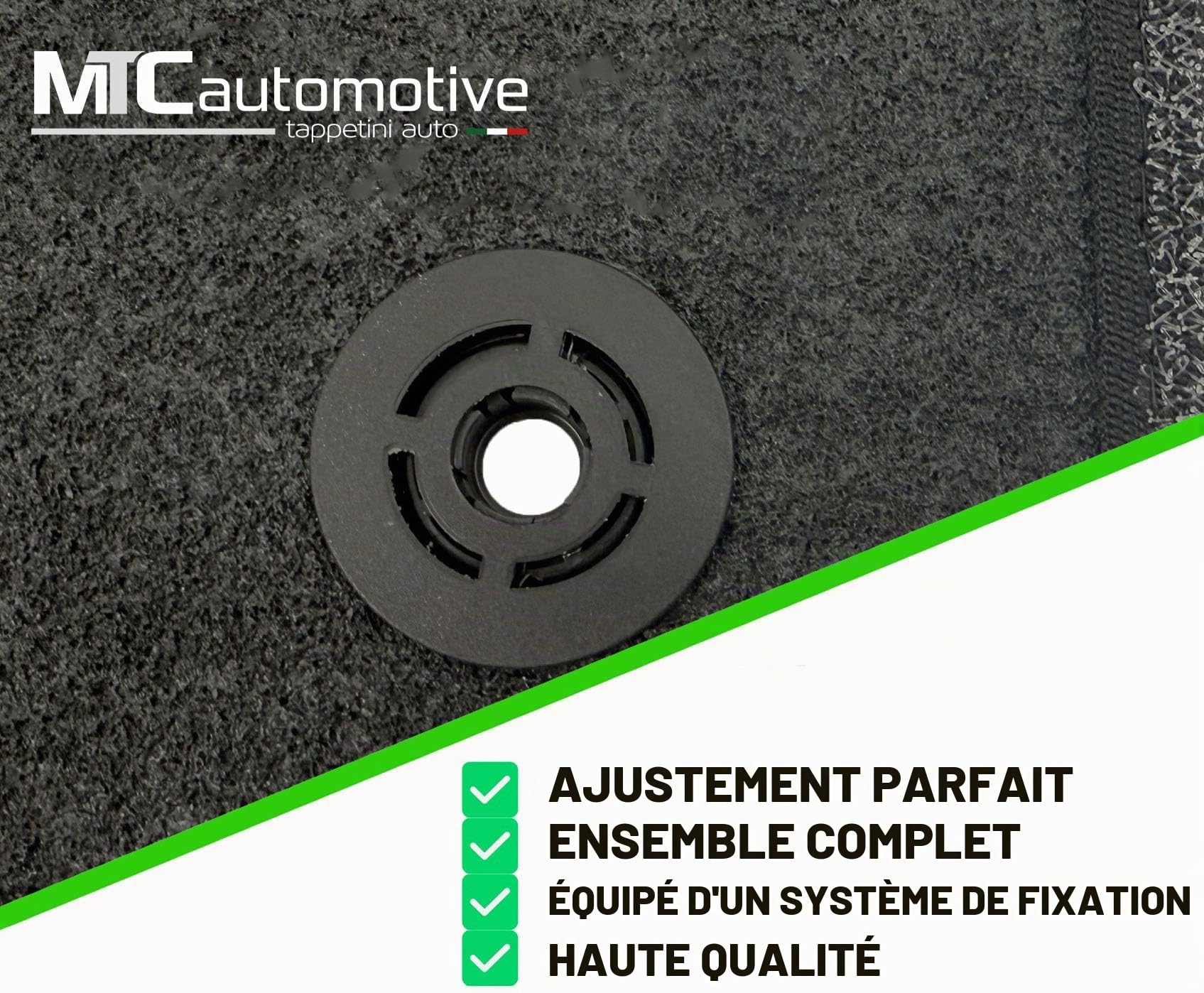 Tapis de Sol pour Peugeot e-208 à partir de 2020- / e-2008 à partir de 2020- sur Mesure, antidérapant, Talonnette en Caoutchouc renforcé