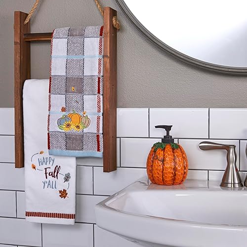 Miniatura 3 de SKL Home Harvest Happy Fall Y'all - Juego de toallas de mano para baño, cocina, bar y regalo, 16 x 25 pulgadas, color blanco, 2 unidades