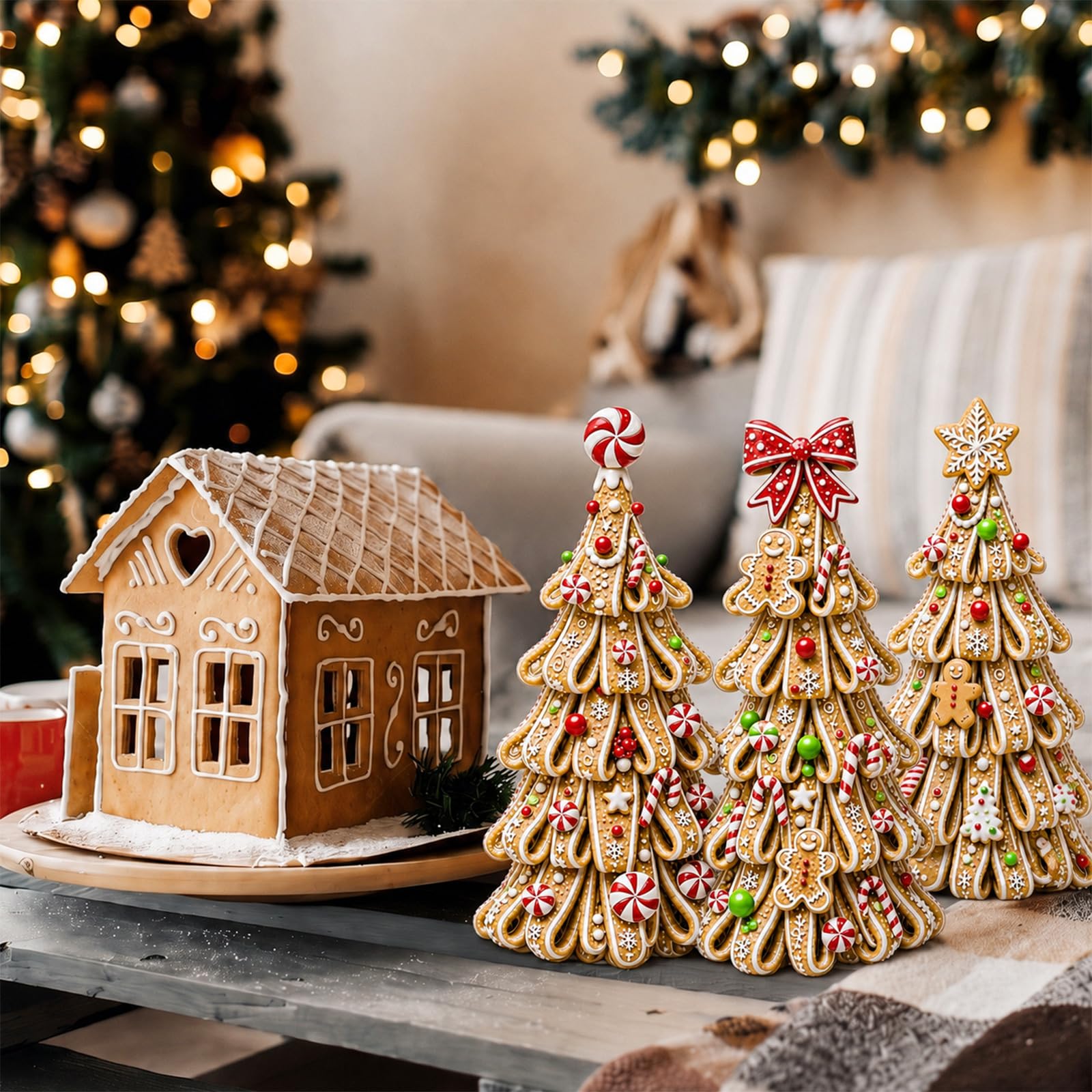 Suzile 3 piezas de decoración de árbol de caramelo de Navidad de 7 pulgadas