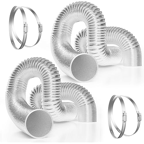 VIVOSUN 2-Pack 6 Inch 25 Feet Flex Air Aluminum Ducting, Flexible Dryer Vent Hose for HVAC Ventilation with Four 6 Inch Stainless Steel Clamps