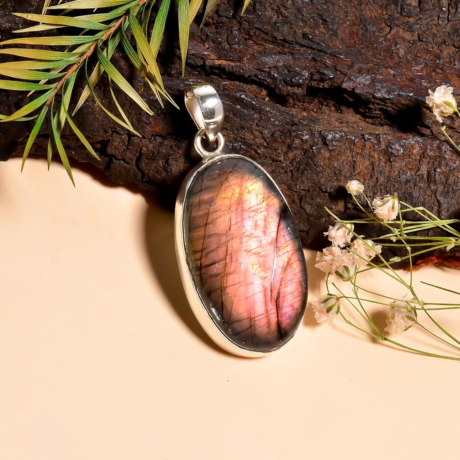 SIVARA Handmade 925 Sterling Silver Oval Gemstone Pendants for Women – Elegant Statement Jewelry Anniversary Christmas, Halloween & New Year Jewelry Idea Gift - Image 2