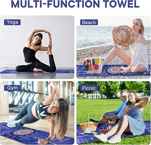 Miniatura 12 de Toallas de yoga, toalla antideslizante para esterilla de yoga caliente con puntos de agarre, manta de yoga de microfibra suave súper absorbente para