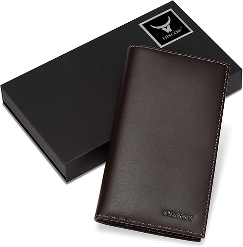 Miniatura 7 de HISCOW Funda de cuero suave para chequera y tarjetero con divisor - Piel de becerro italiana, Café Premium, Contemporáneo
