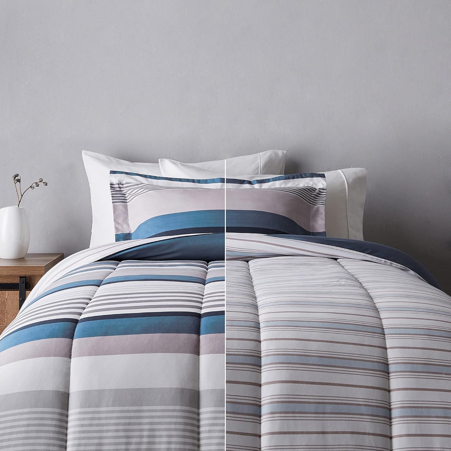 Amazon Basics UltraSoft Lightweight Microfiber Reversible Comforter 2Piece Bedding