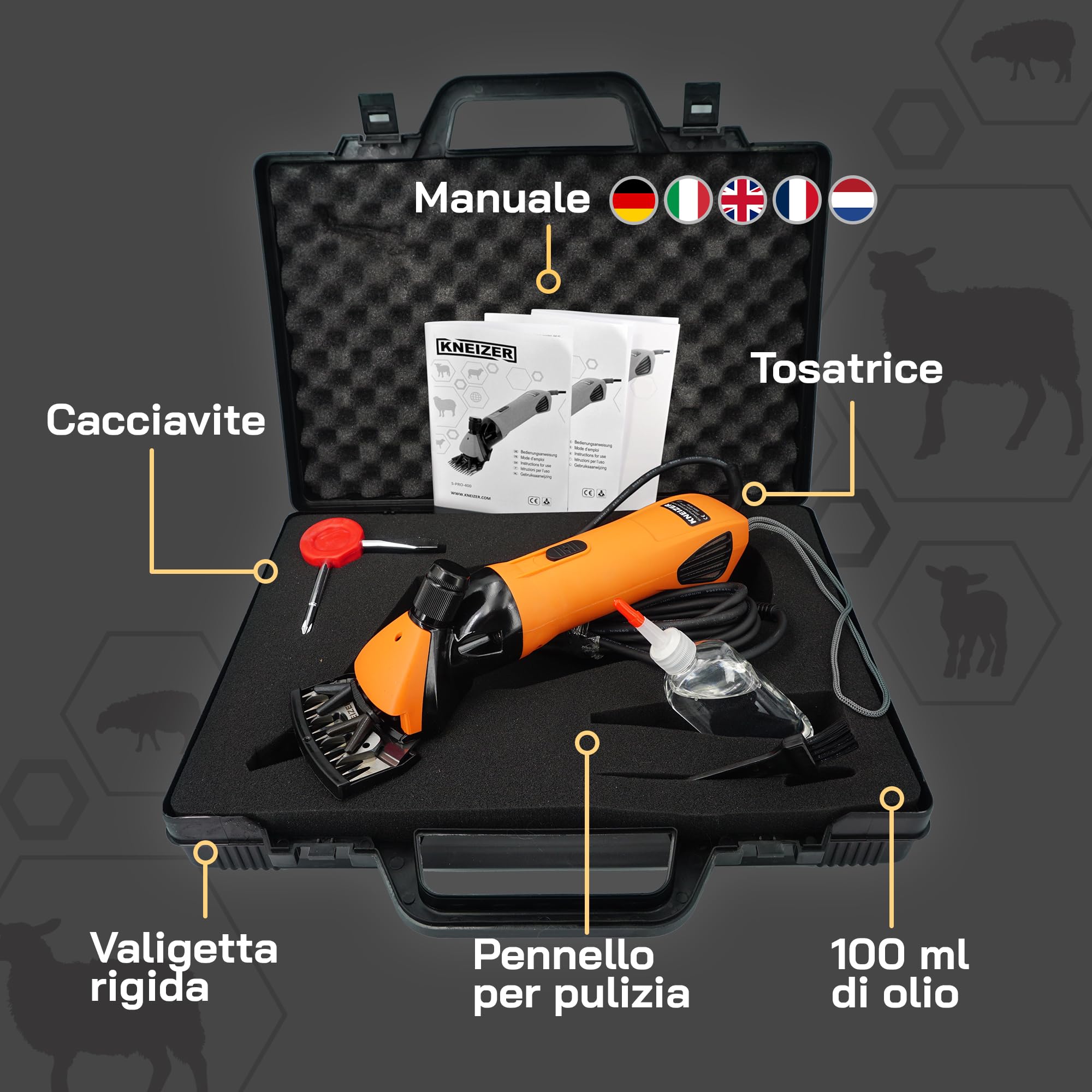 Tosatrice Elettrica per Pecore con Lame Intercambiabili Motore Potente