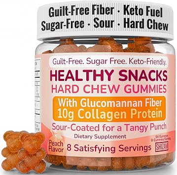 High-Fiber Keto Snacks, Healthy Snacks for Adults, Collagen Protein Keto Snack, Healthy Fiber Snack Gummies, Gluten Free No Sugar Low Calorie Low Carb Fat Free Gummy Candy, Bovine Collagen Peptides