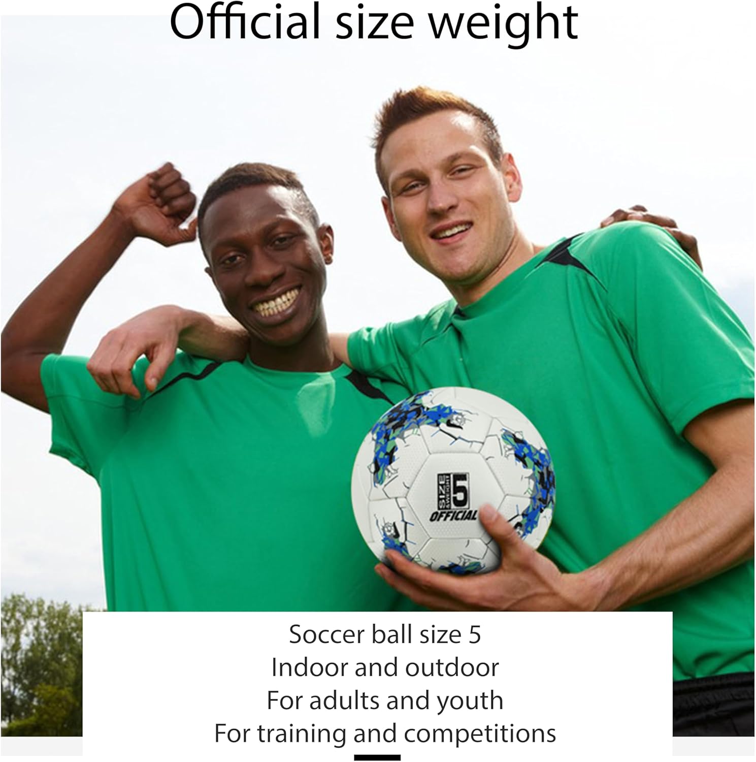 Senston Soccer Ball Size 5 -Official Match Weight-Youth & Adult Soccer Players - Air Pump Included