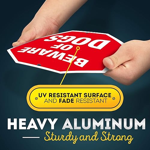 Miniatura 5 de Letrero Beware of Dog con forma de octágono aluminio de grado industrial de 11 x 11 pulgadas fácil montaje libre de óxido y resistencia a la