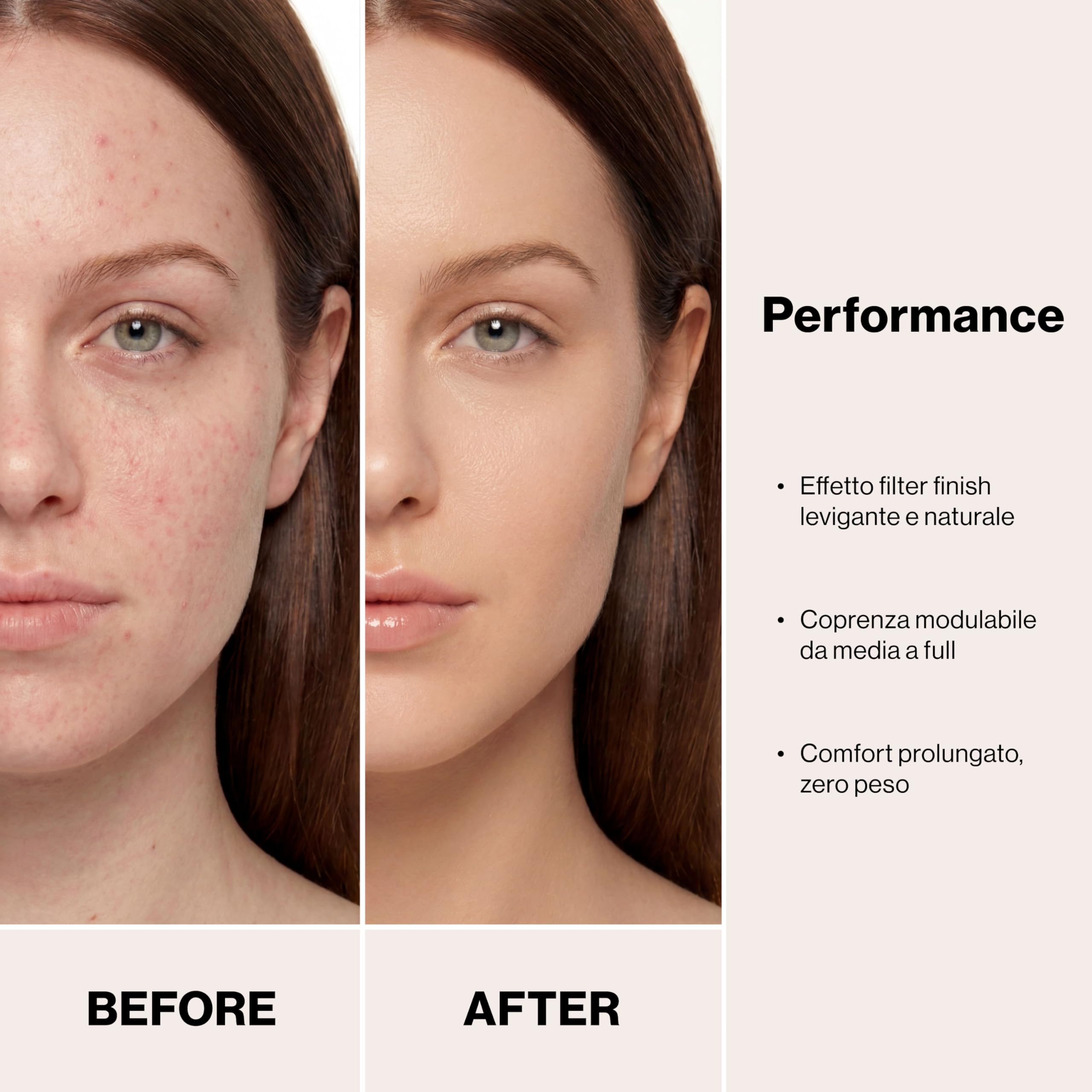 REBEYA Fondotinta idratante leggero 03 illuminante levigante lunga tenuta con niacinamide - effetto seconda pelle blurring coprenza modulabile media alta - fondotinta luminoso naturale viso