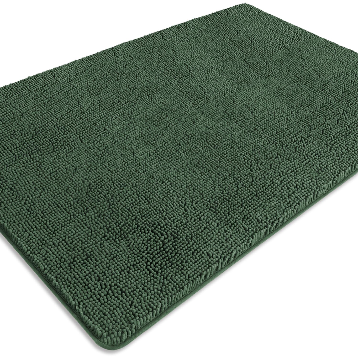 PureSwan Bathroom Rugs 40 x 60 Inch – Extra Large Bath Mat | Absorbent and Washable Thick Chenille Bath Rugs Non-Slip Runner Rug for Bathroom, Shower, Tub(Dark Green)