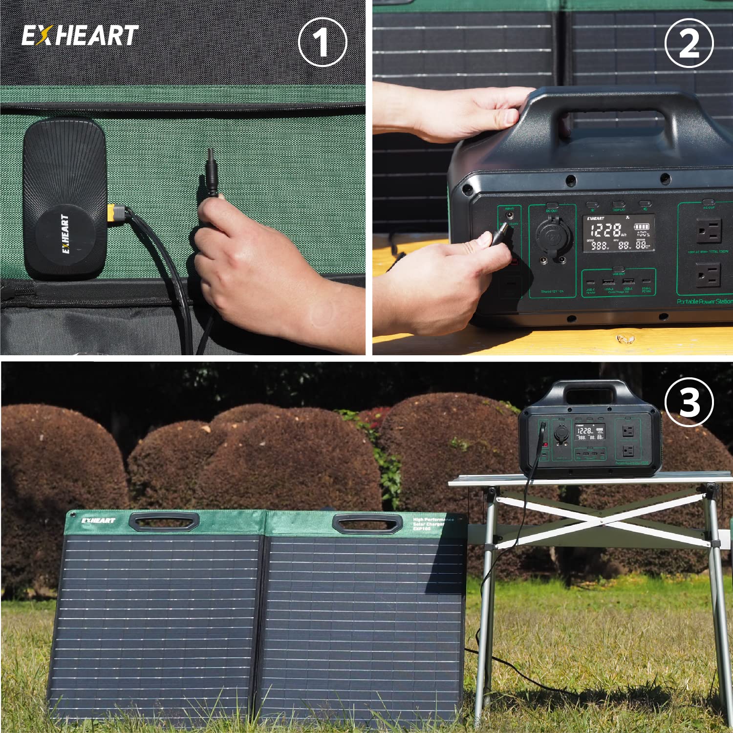 Amazon | EXHEART フォールディングソーラーパネル 100W ポータブル 