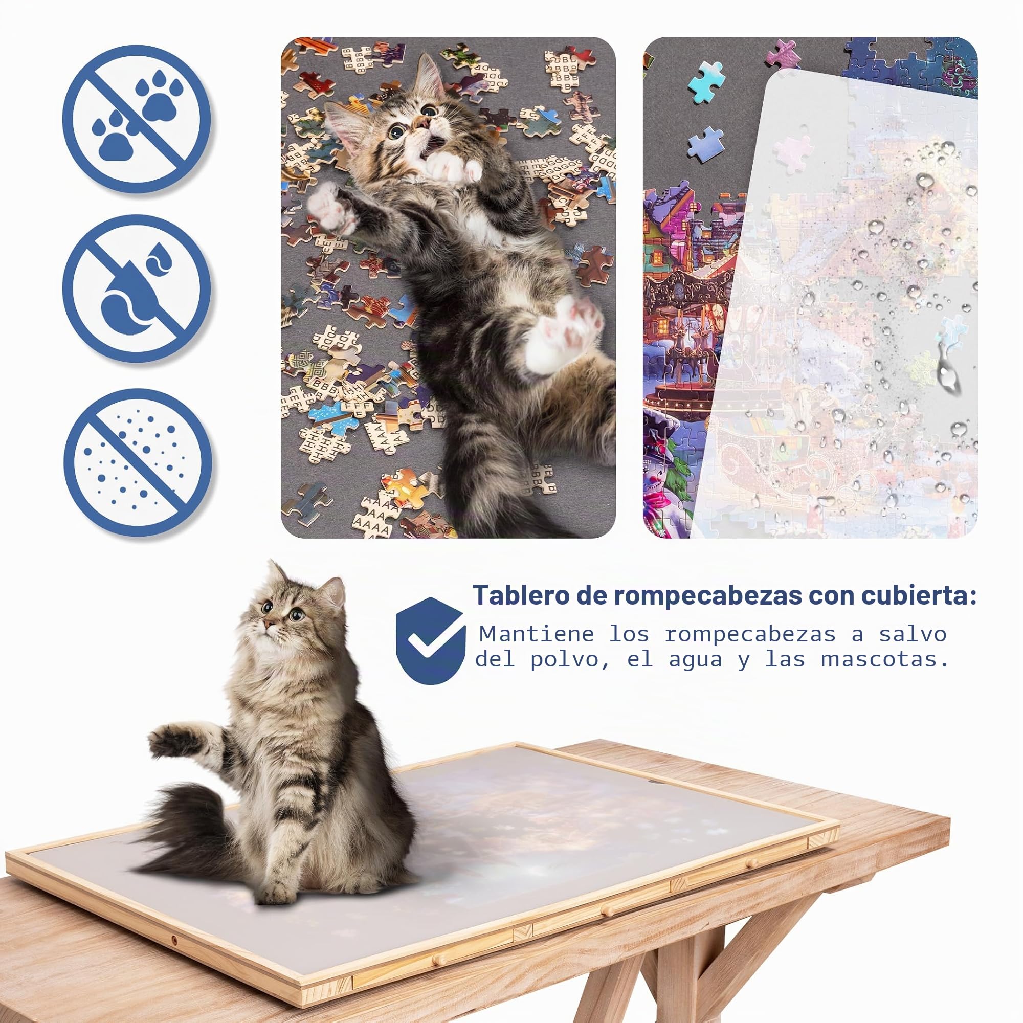 Lavievert Tablero de Rompecabezas Inclinable y Giratorio Para Adultos Con 6 Cajones y Cubierta - Mesa Portátil de Madera Con Superficie Antideslizante Para Hasta 1500 Piezas