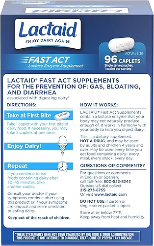 Miniatura 9 de Lactaid Comprimidos de intolerancia a la lactosa de acción rápida con enzima lactasa, alivio lácteo de gases, hinchazón y diarrea, 9000 píldoras FCC