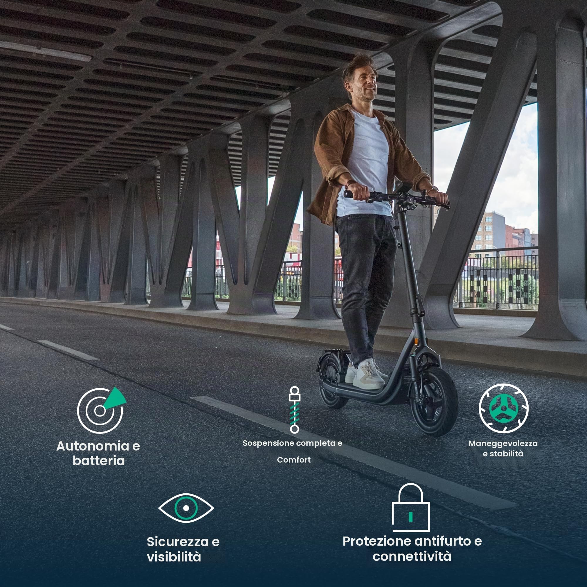 Egret GT scooter elettrico con omologazione stradale per adulti, portata 75 km, pneumatici da 13 pollici, freni idraulici, NFC e Apple Find My, portata 150 kg
