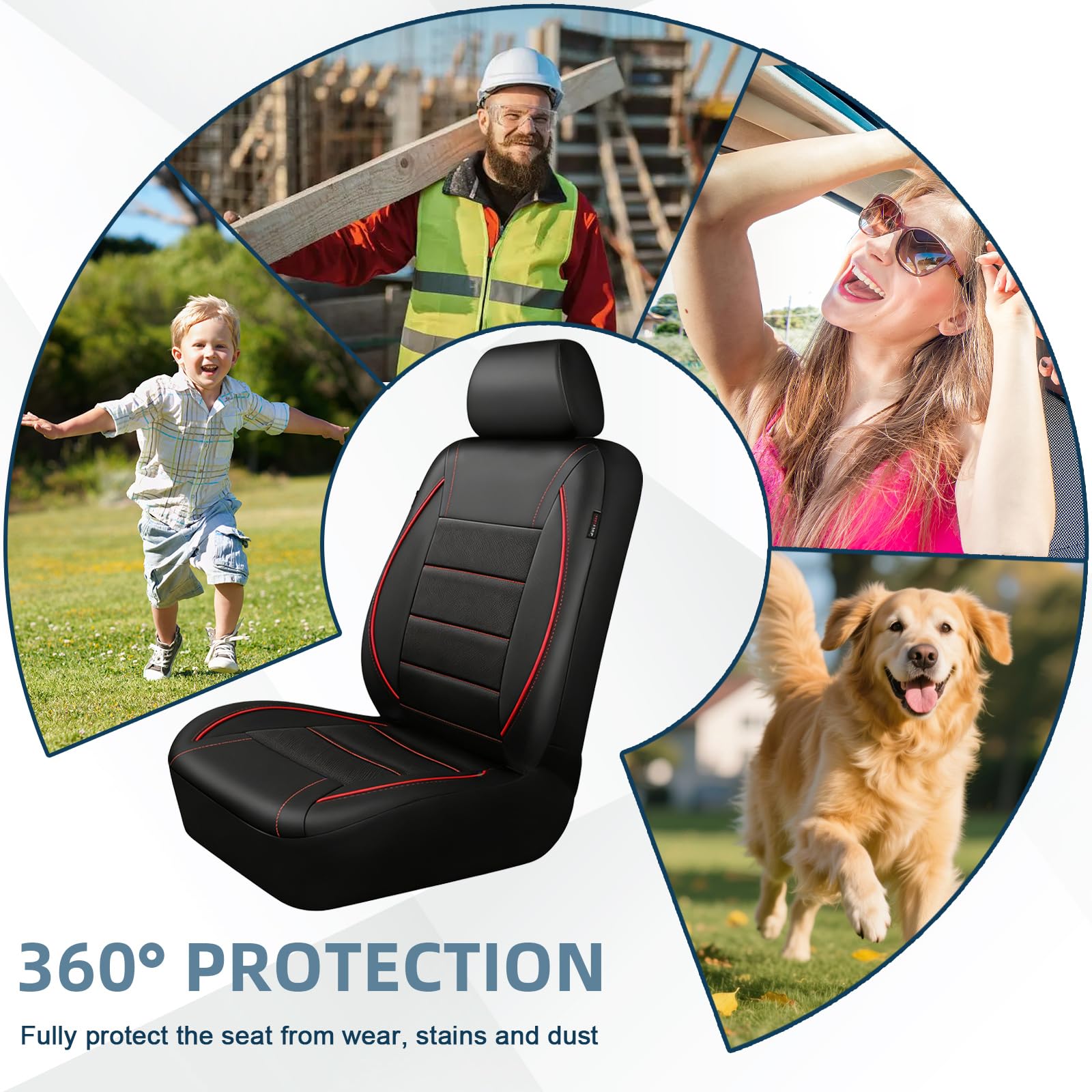 Set completo di 9 coprisedili per auto, in pelle, impermeabili, antiscivolo, protezione per sedili auto, compatibile con airbag, set completo universale da 5 posti, con schienale alto, per SUV