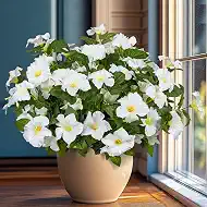 19 Inch Artificial Fake Flowers for Outdoor,4 Pcs White Faux Silk Petunias Spring Flowers for Outside for Indoor Porch Planter Front Door Garden Patio Window Box Home Decor
