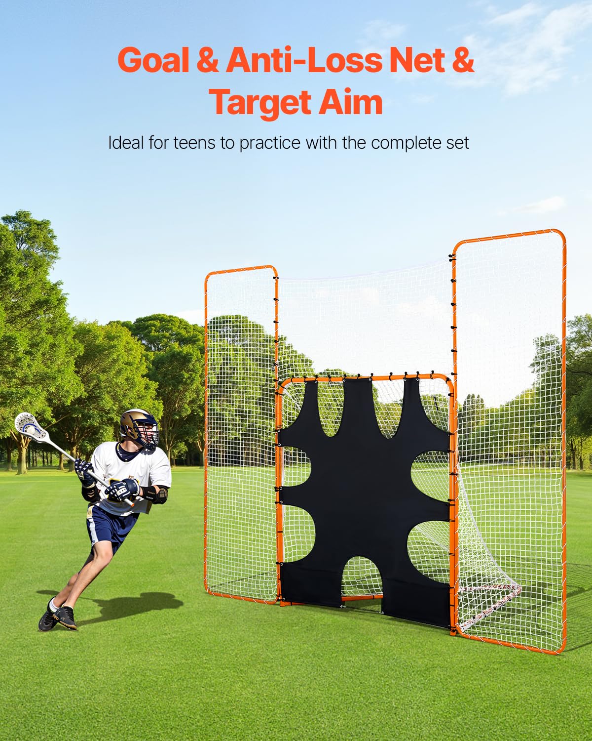 VEVOR Portería portátil de Lacrosse - Juego Completo de Accesorios de Entrenamiento con Cobertura extendida para jóvenes y Adultos