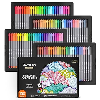Aqua ★Liner色鉛筆セット　40本　ぬりえ Amazon.co.jp: Shuttle Art 水性ペン 100色セット 極細ライン