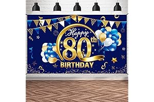 Personalized 80th Birthday Banner for Men - Blue Gold Cheers & Beers...