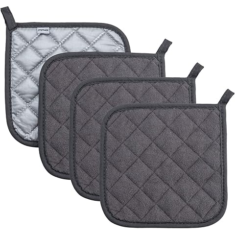 Joyhalo 4 Pack Pot Holders for Kitchen Clearance, Hot Pads for Kitchen, Countertops, Oven Pot Holders Bulk, Potholders Sets for Kitchens Heat Resistant, Grey