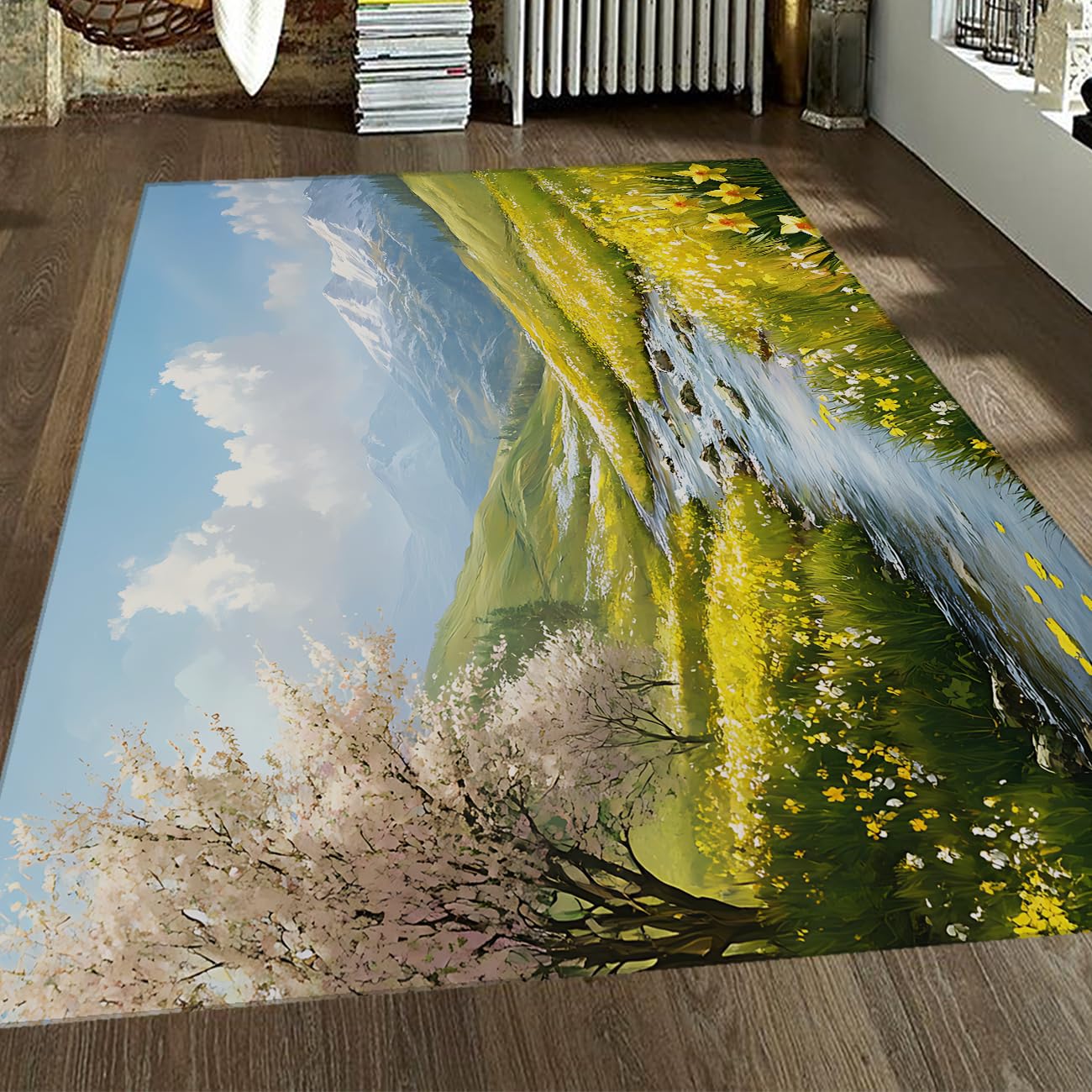 Tapis Champ de Fleurs Printanier pour Créer un Salon Esprit Campagne Chic