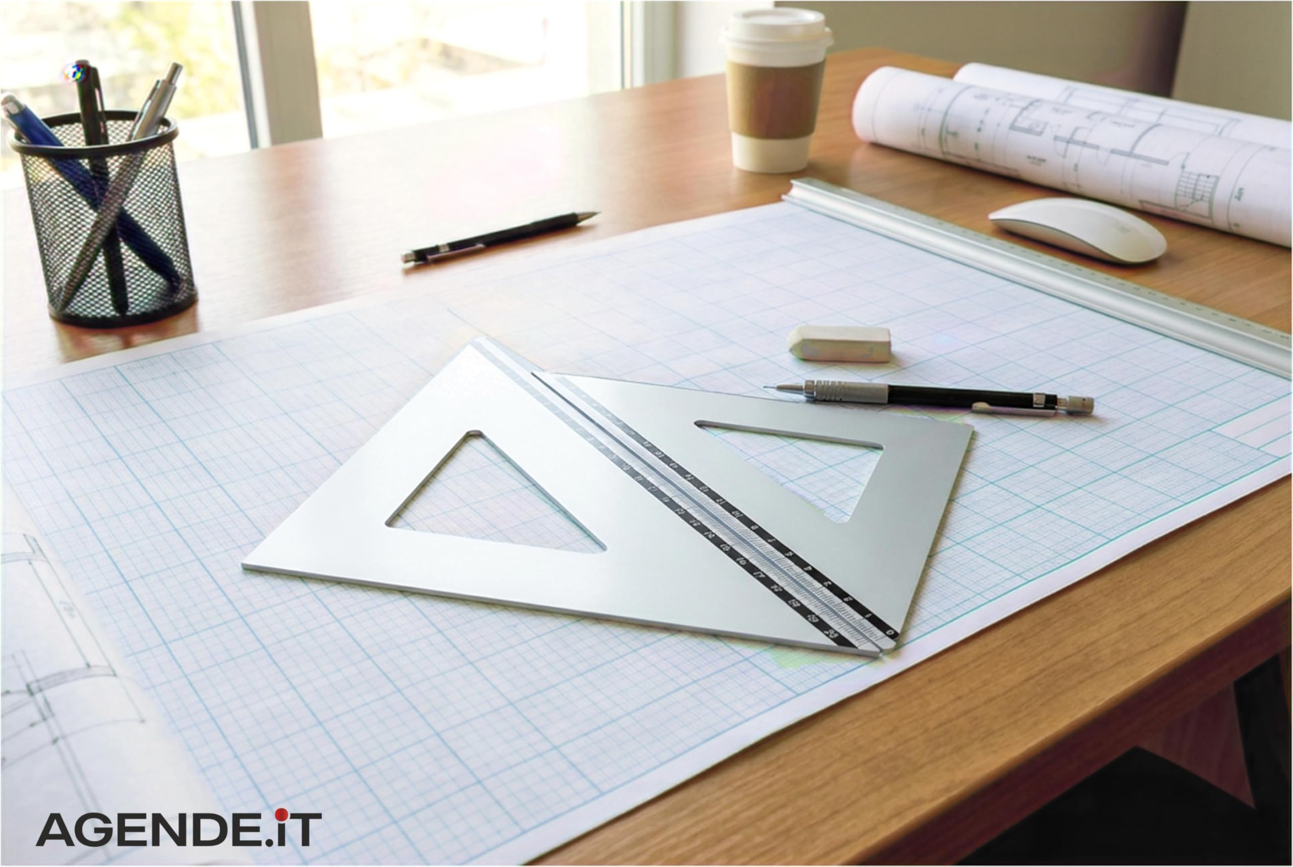 Squadrette Professionali in Alluminio 31cm Coppia 60° 45° Disegno