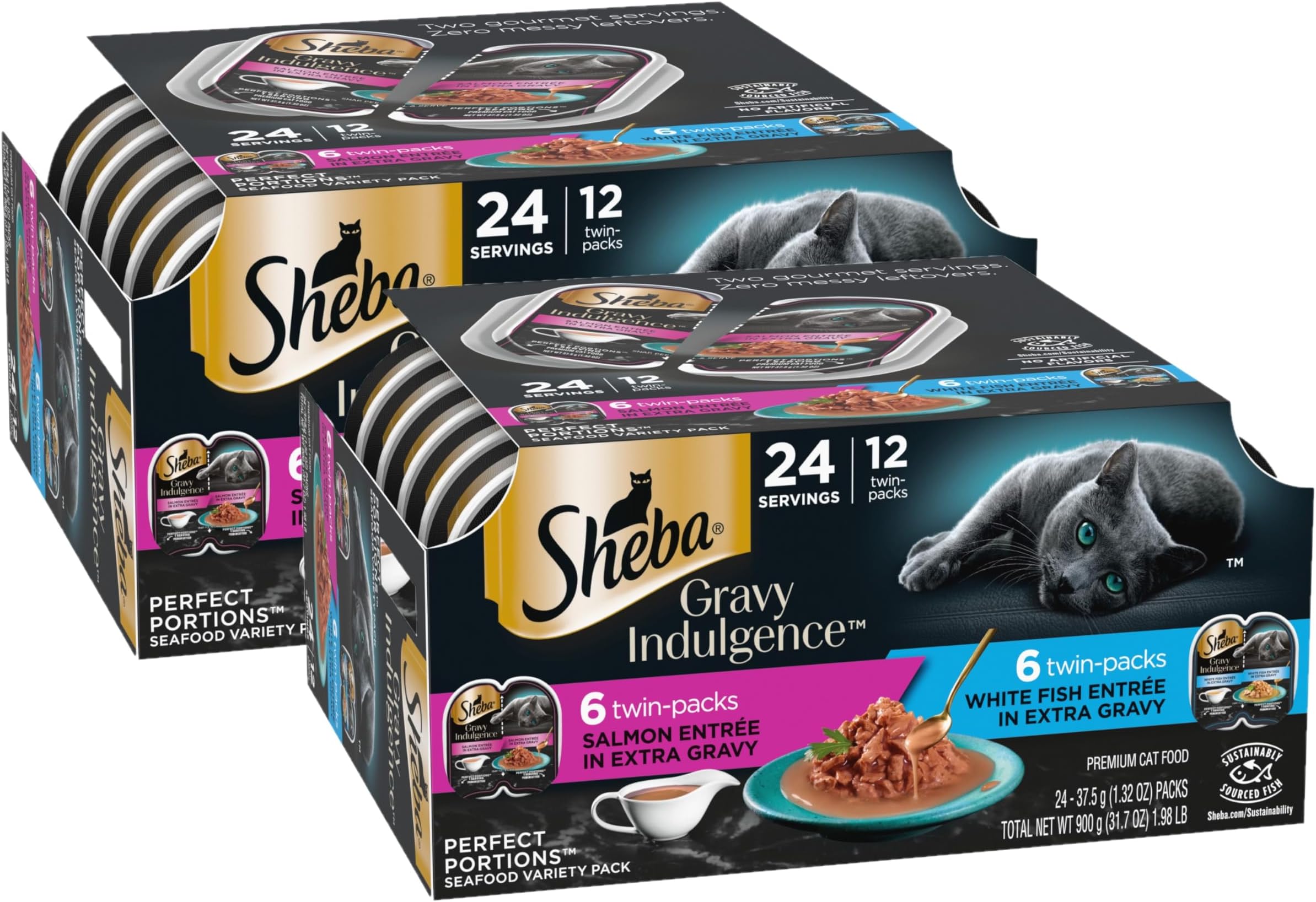 Gravy Indulgence Wet Cat Food, Fish Variety, 2.6 oz, 12 Count, 2-Pack