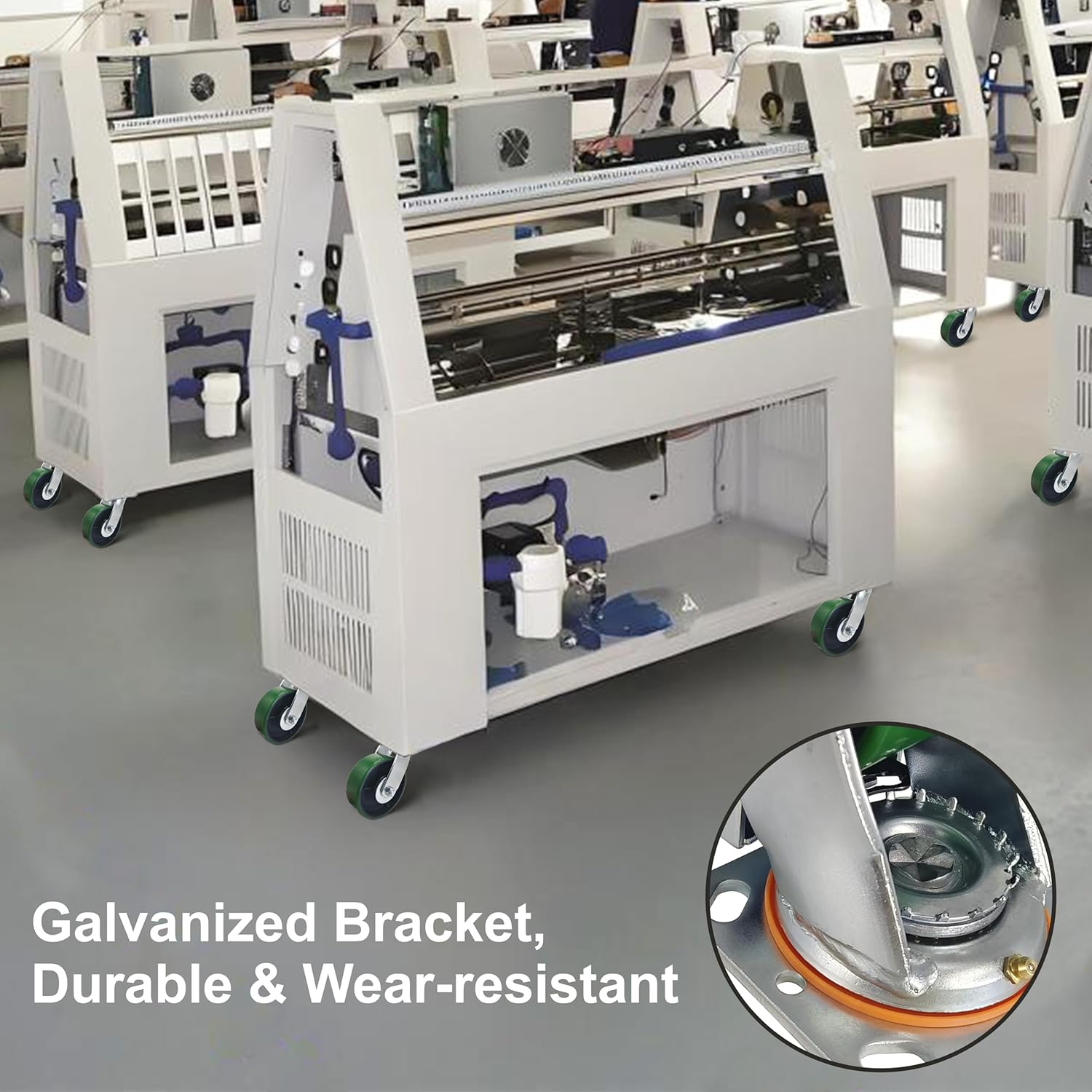 Heavy Duty Caster – Polyurethane on Steel Hub, Smooth Rolling PU Casters for Workbench, Industrial Machinery, Shop Tables, Military Equipment,Platform Trucks (6 inch, 2 Swivel Green 2500lbs)