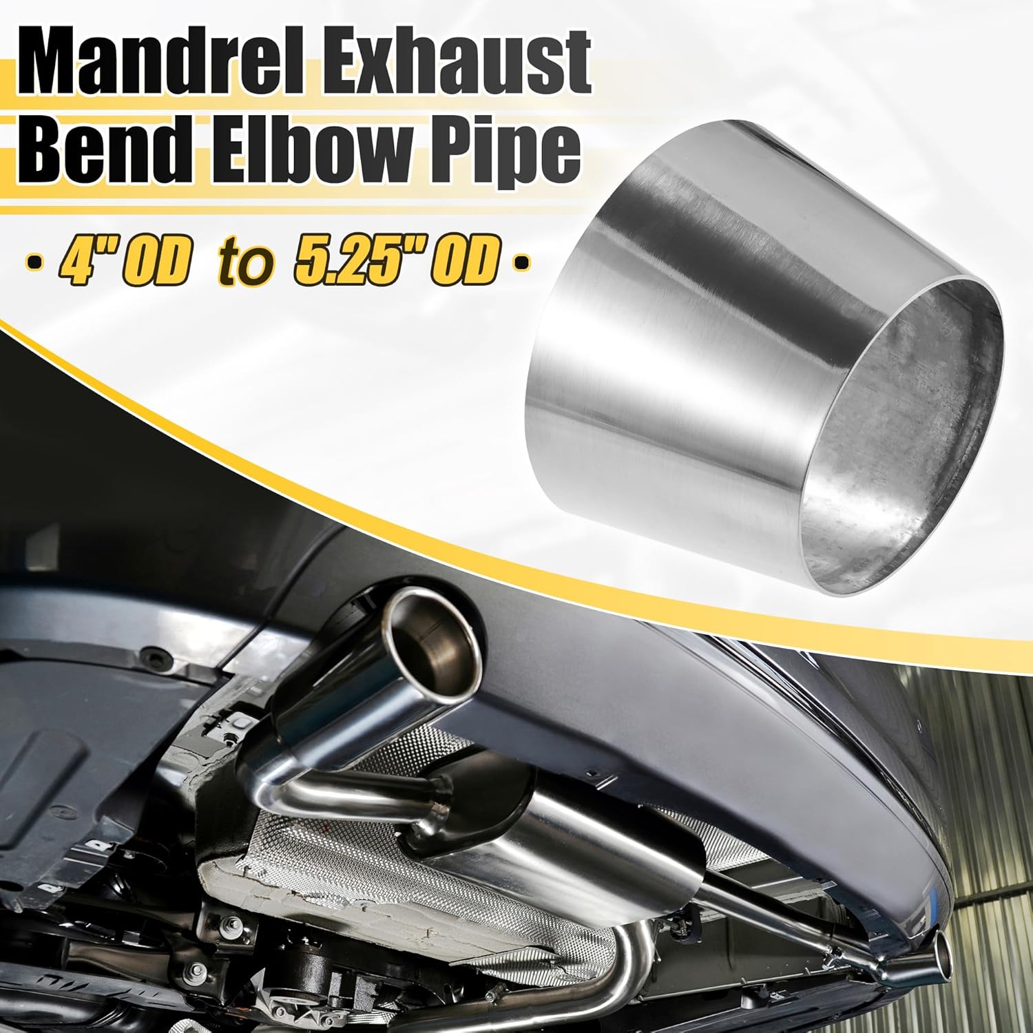 X AUTOHAUX Car Mandrel Exhaust Bend Elbow Pipe 304 Stainless Steel Concentric Reducer 4" OD to 5.25" OD 1pcs